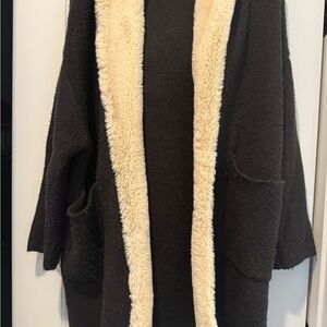Zara Black and Cream Teddy Jacket